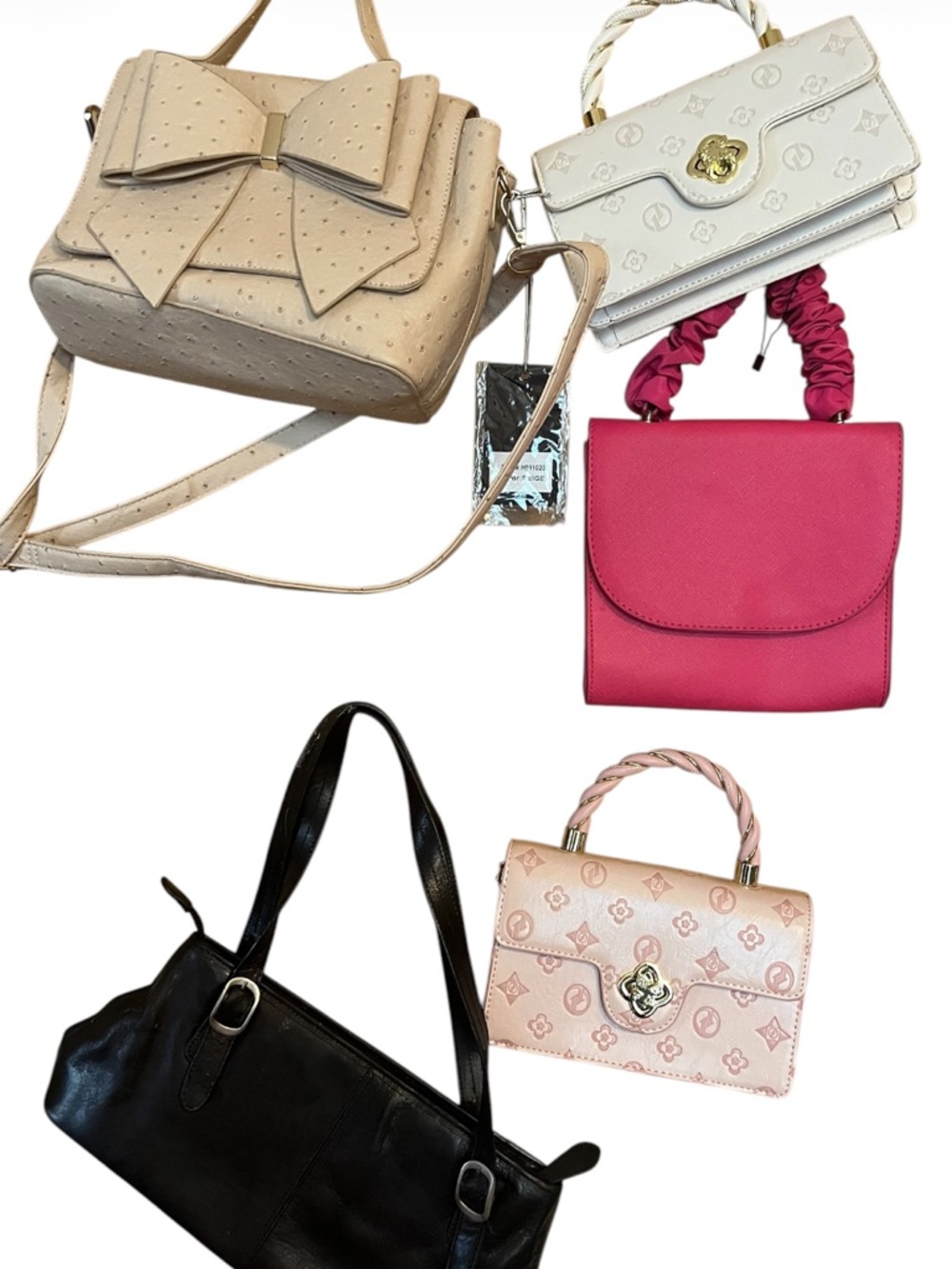 Kenneth Cole Pink Scrunch-Handle Shoulder Bag bundle lot